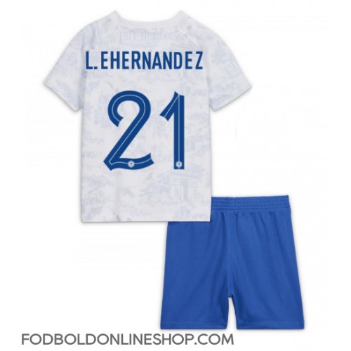 Frankrig Lucas Hernandez #21 Udebane Trøje Børn VM 2022 Kortærmet (+ Korte bukser)